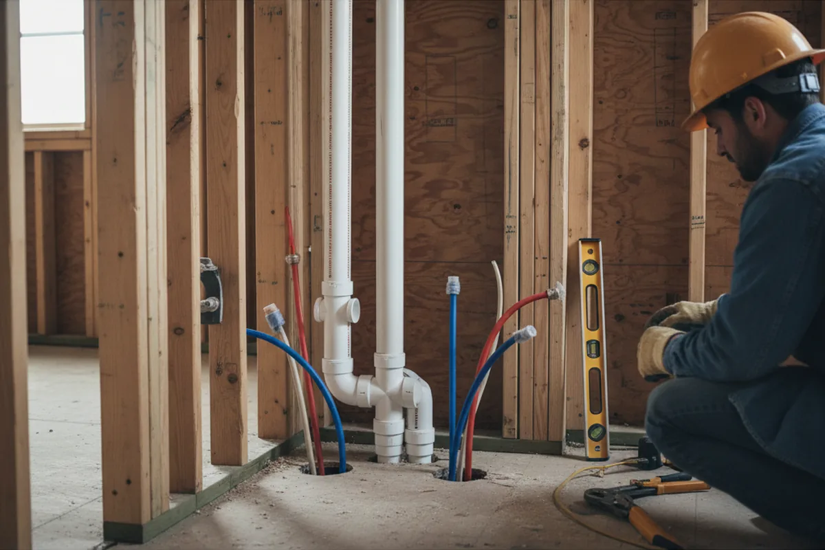 Drain and supply rough-in during Drain Cleaning in Ewing