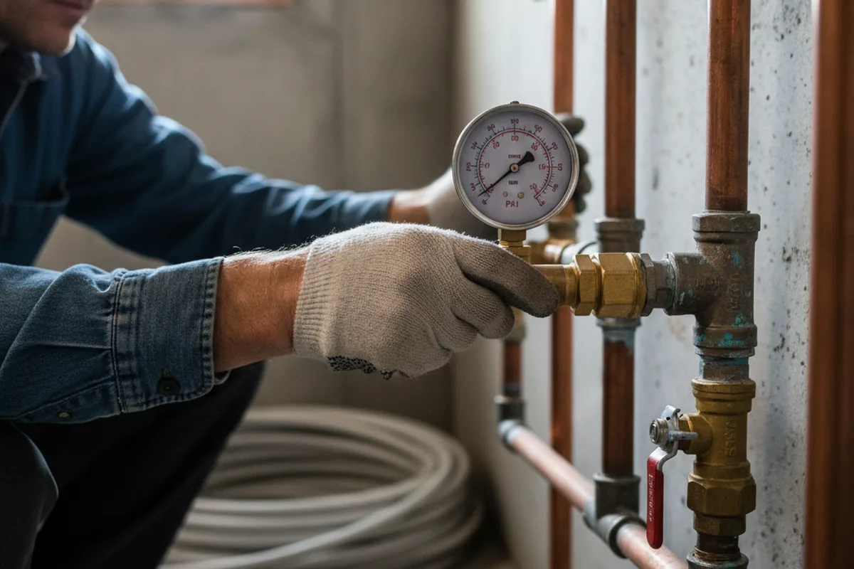 Pressure testing a repaired line during Water Line Repair in Ewing